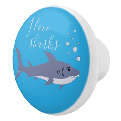 Cartoon Shark Kid Dresser Ceramic Knob