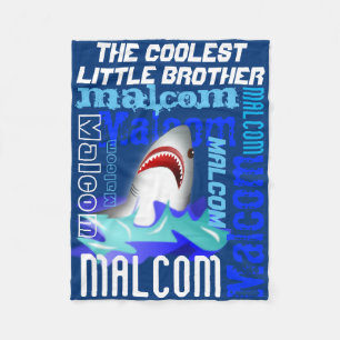 Cartoon Shark Personalized Name Cheer Custom Text Fleece Blanket