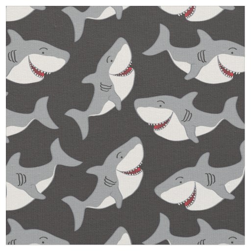 Cartoon Shark Repeat Repeating Pattern Fabric