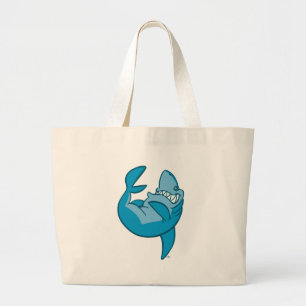 Cartoon Shark rolling back laughing Beach Bag