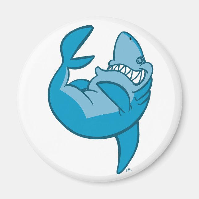 Cartoon Shark rolling back laughing Magnet (Front)
