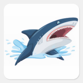 cartoon shark square sticker