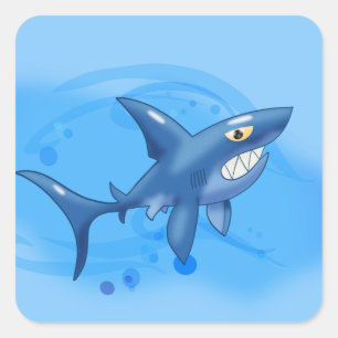 Cartoon Shark Square Sticker