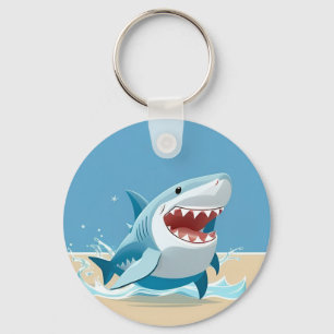 Cartoon Shark Swimming Underwater Keychain