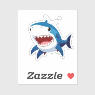 Cartoon Shark Underwater Ocean Swimming For Kids Sticker