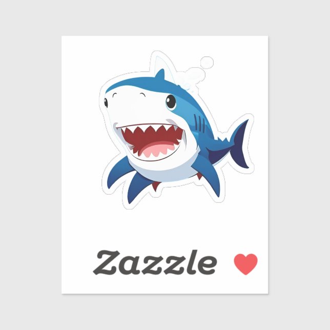 Cartoon Shark Underwater Ocean Swimming For Kids Sticker (Sheet)