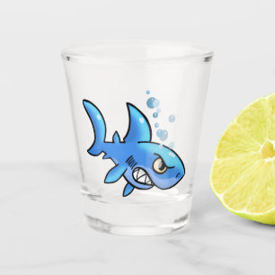 Cartoon Shark with Gritted Teeth Shot Glass