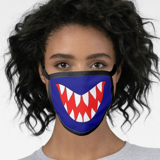 Cartoon Sharp Shark white teeth Face Mask (Worn Her)