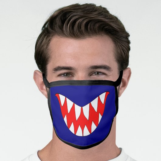 Cartoon Sharp Shark white teeth Face Mask (Worn Him)