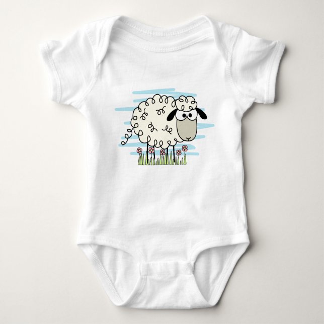 Cartoon Sheep Baby Bodysuit (Front)