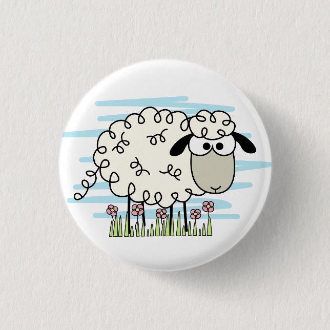 Cartoon Sheep  Button (Front)
