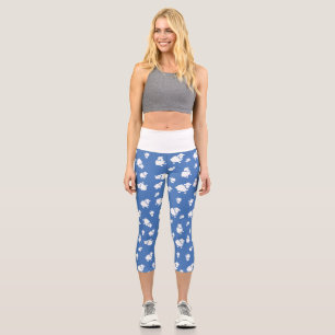 Cartoon Sheep Capri Leggings – Cute Sheep Pattern