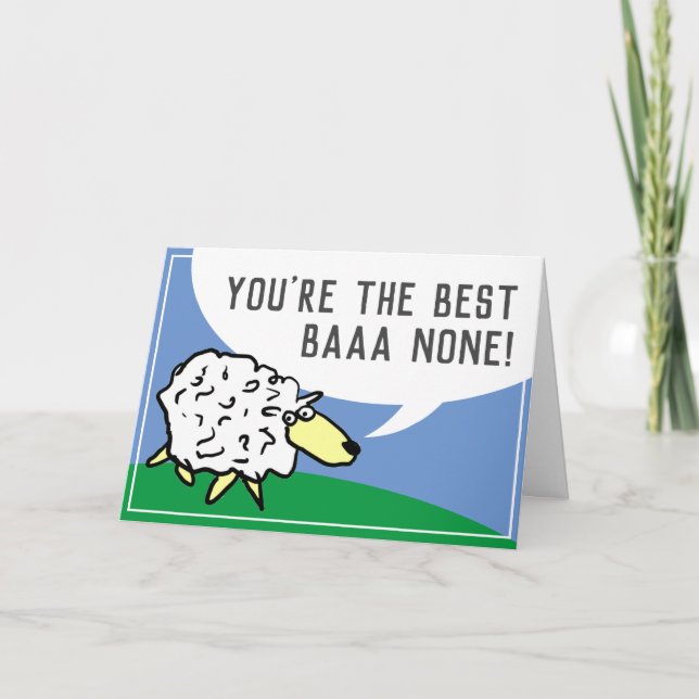 Cartoon Sheep Design with Pun Card (Front)