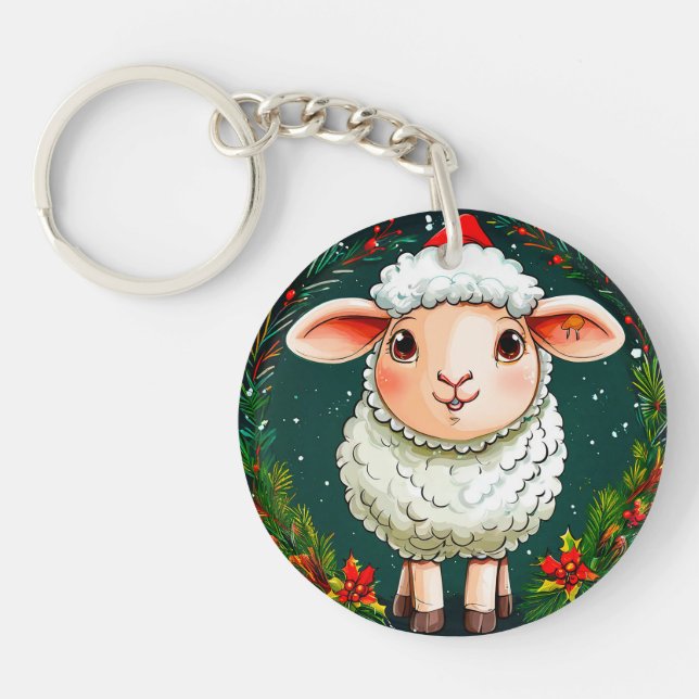 Cartoon Sheep Keychain (Front)