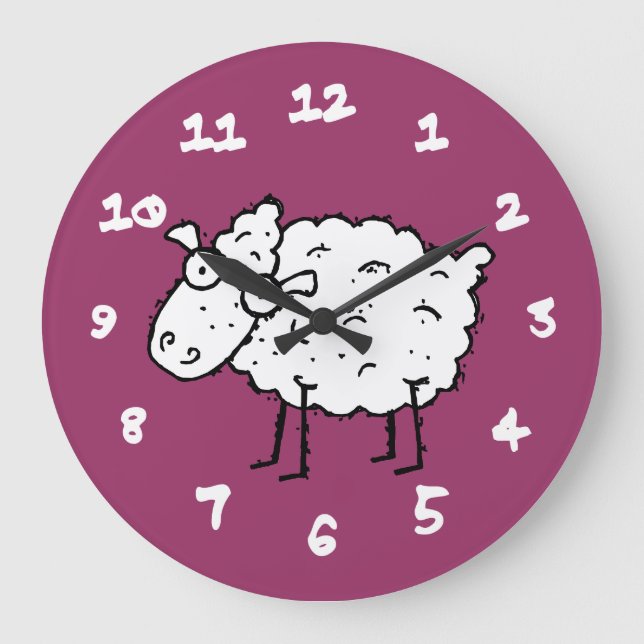 Cartoon Sheep Large Clock (Front)