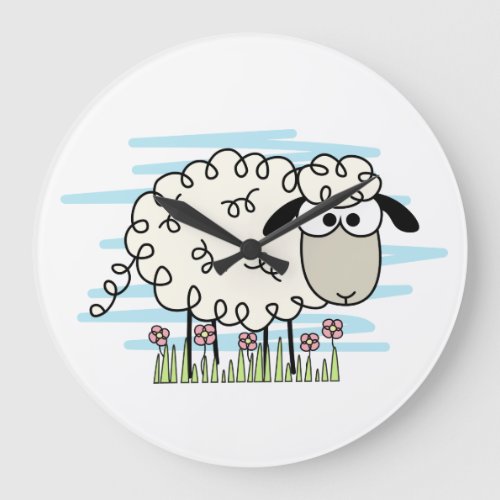 Cartoon Sheep   Large Clock