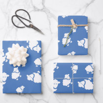 Cartoon Sheep on blue background Wrapping Paper Sheets