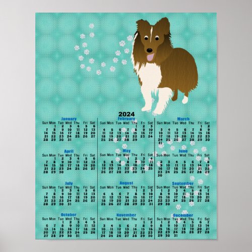 Cartoon Shetland Sheepdog 2024 Poster