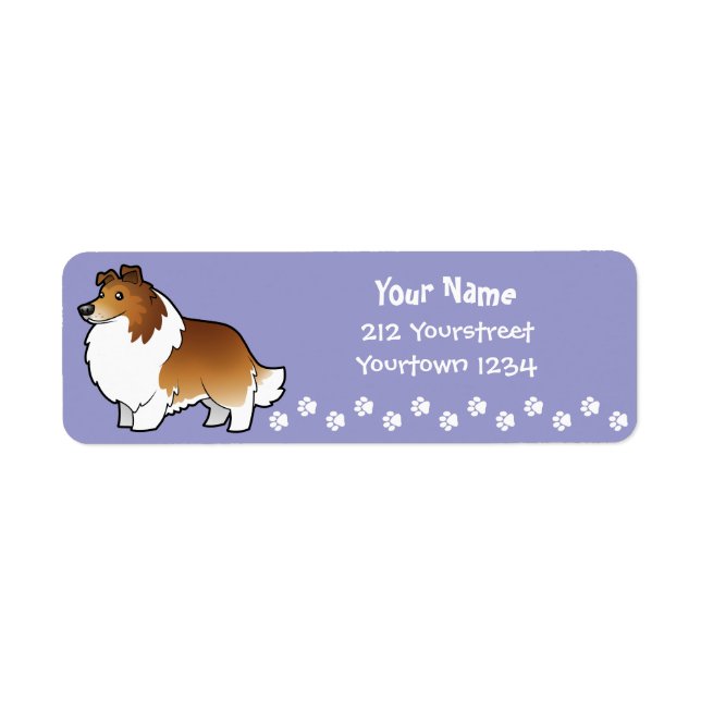 Cartoon Shetland Sheepdog / Collie Label (Front)