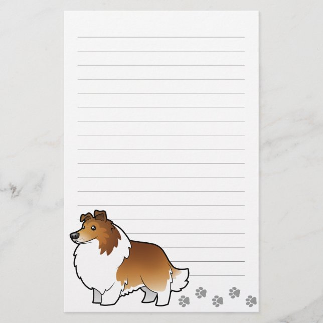 Cartoon Shetland Sheepdog / Collie Stationery (Front)