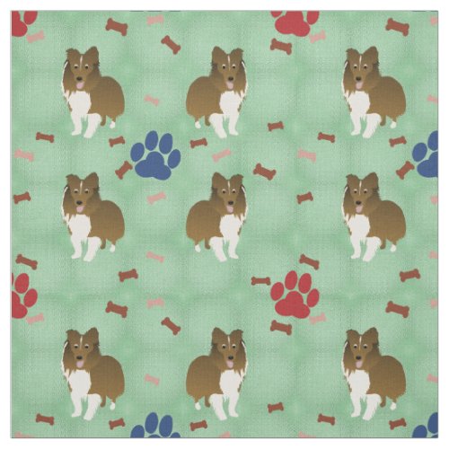 Cartoon Shetland Sheepdog Fabric