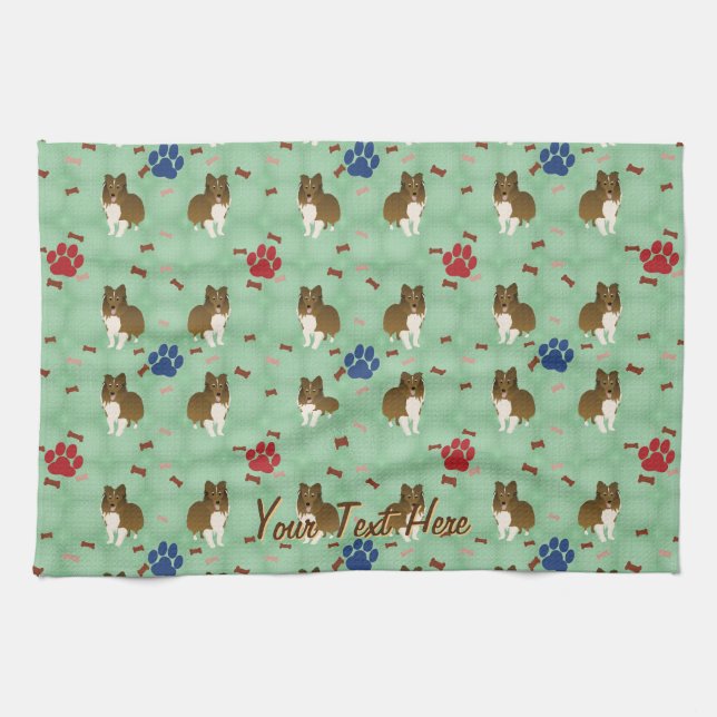 Cartoon Shetland Sheepdog Kitchen Towel (Horizontal)