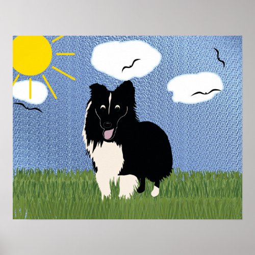 Cartoon Shetland Sheepdog Poster