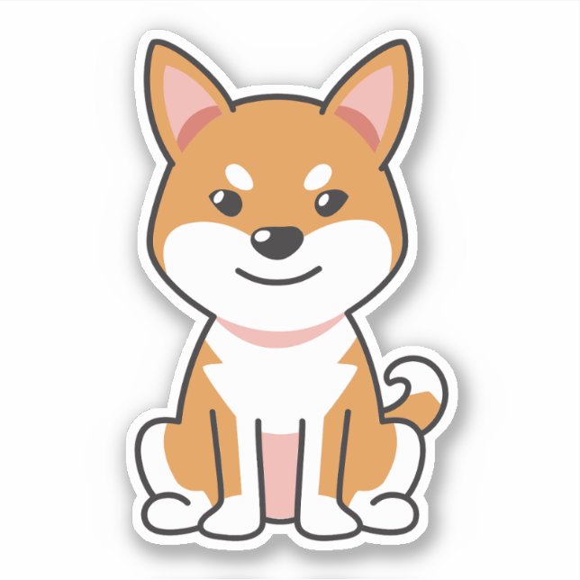 Cartoon Shiba Inu Dog Sticker (Front)