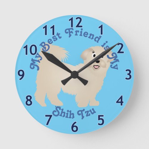 Cartoon Shih Tzu 3 Round Clock