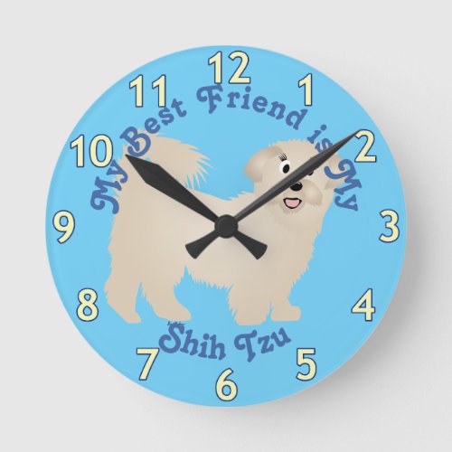 Cartoon Shih Tzu 3 Round Clock