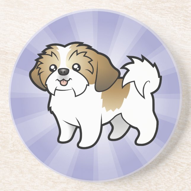 Cartoon Shih Tzu (puppy cut) Coaster (Front)