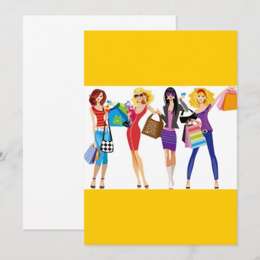 CARTOON SHOPPING GIRLS VECTORS FASHION STYLE FUN F (Front/Back)