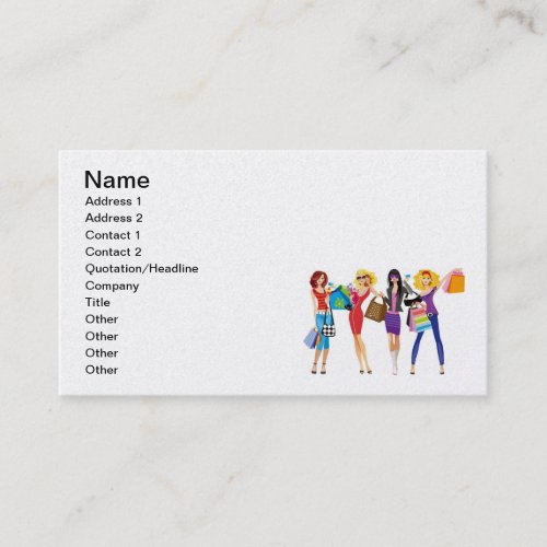 CARTOON SHOPPING GIRLS VECTORS FASHION STYLE FUN F BUSINESS CARDS