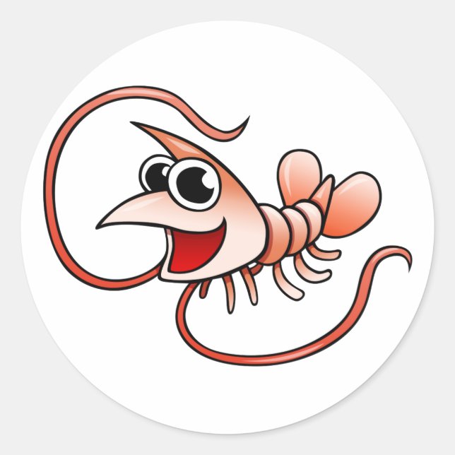 Cartoon Shrimp Classic Round Sticker (Front)