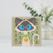 Cartoon Siamese Cat Any Age Birthday Party Invitation (Standing Front)