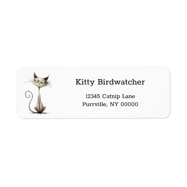 Cartoon Siamese Cat Funny Return Address Label (Front)