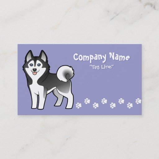 Customizable Cartoon Siberian Husky / Alaskan Malamute Business Cards