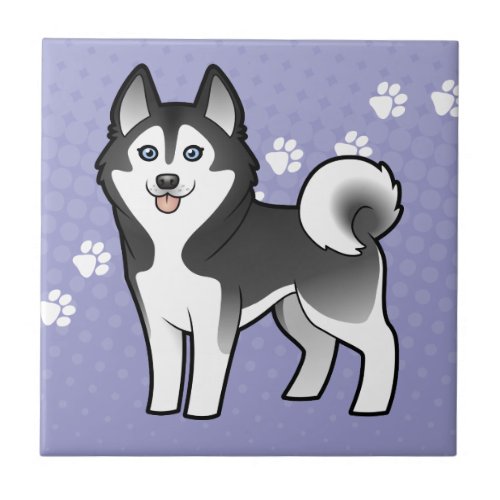 Cartoon Siberian Husky  Alaskan Malamute Ceramic Tile