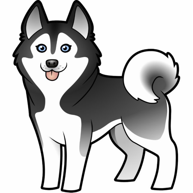 Cartoon Siberian Husky / Alaskan Malamute Cutout (Front)