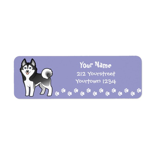 Cartoon Siberian Husky / Alaskan Malamute Label (Front)