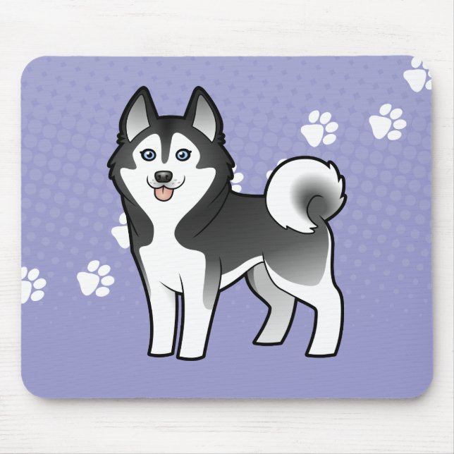 Cartoon Siberian Husky / Alaskan Malamute Mouse Pad (Front)