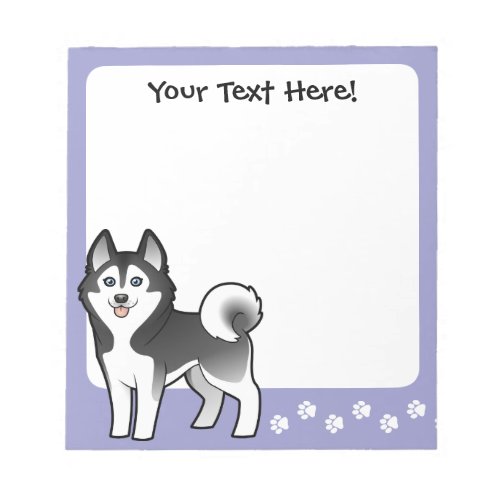 Cartoon Siberian Husky  Alaskan Malamute Notepad