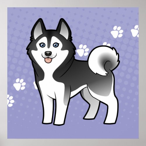 Cartoon Siberian Husky  Alaskan Malamute Poster