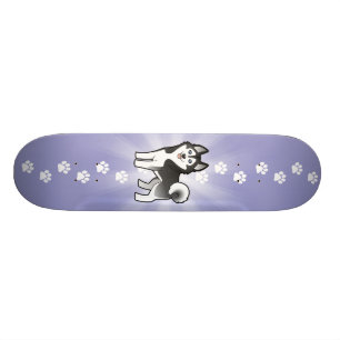 Cartoon Siberian Husky / Alaskan Malamute Skateboard Deck