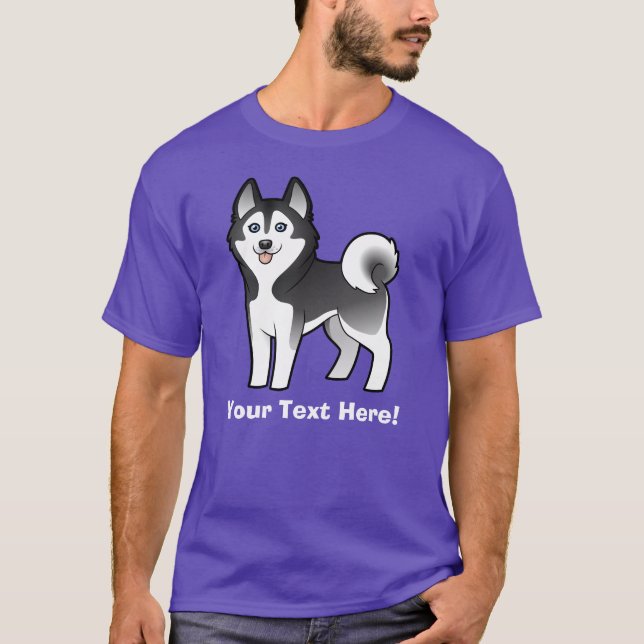 Cartoon Siberian Husky / Alaskan Malamute T-Shirt (Front)