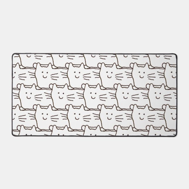 Cartoon Simple Cats Line Drawing Desk Mat (Front)