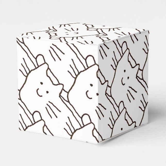 Cartoon Simple Cats Line Drawing Favor Boxes (Front Side)