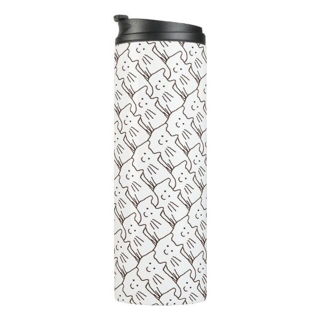 Cartoon Simple Cats Line Drawing Thermal Tumbler (Rotated Right)