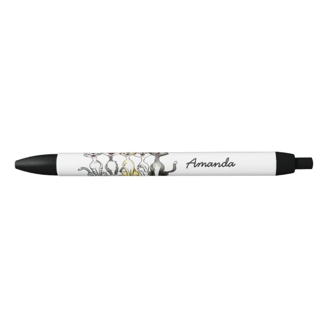 cartoon singing cats - add name pen (Front)