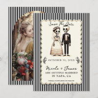 Cartoon Skeleton Bride + Groom Save the Date 